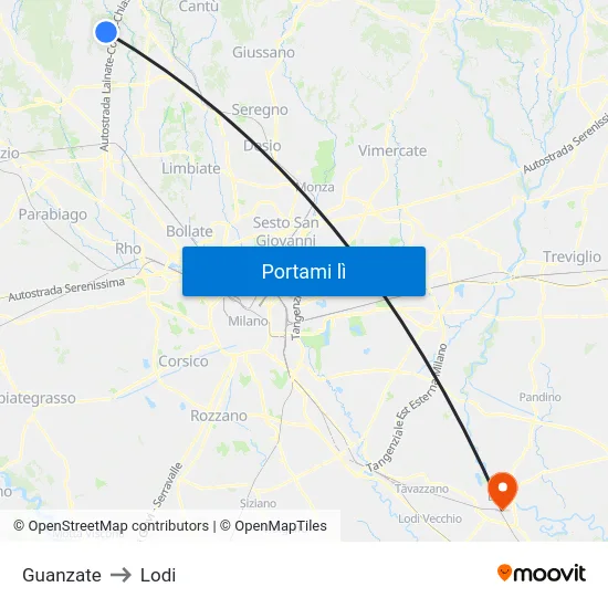 Guanzate to Lodi map