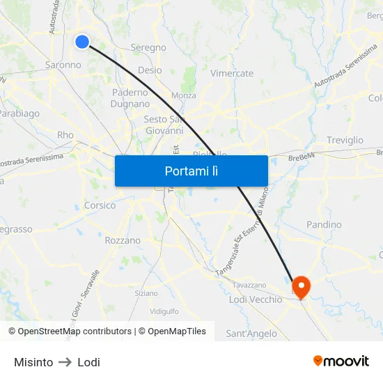 Misinto to Lodi map