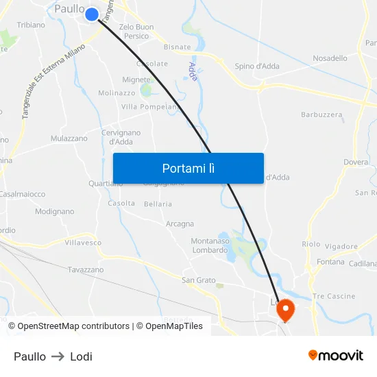 Paullo to Lodi map