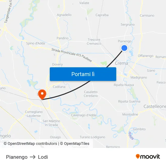 Pianengo to Lodi map