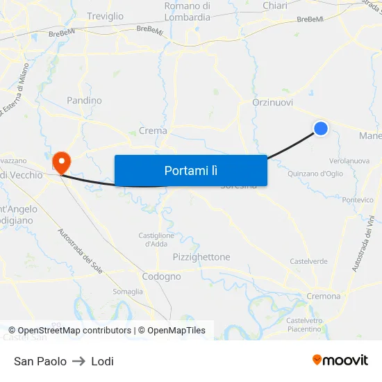 San Paolo to Lodi map