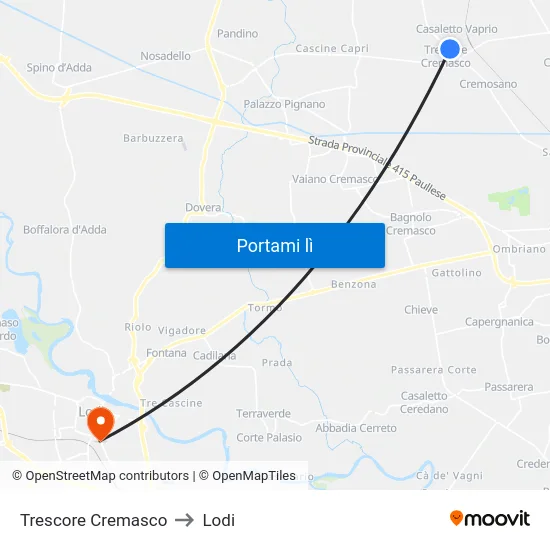 Trescore Cremasco to Lodi map