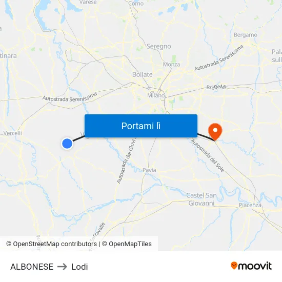 ALBONESE to Lodi map