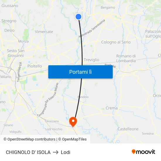 CHIGNOLO D' ISOLA to Lodi map