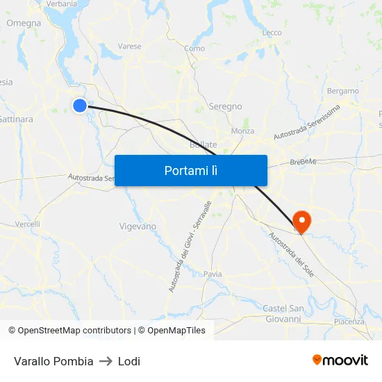 Varallo Pombia to Lodi map