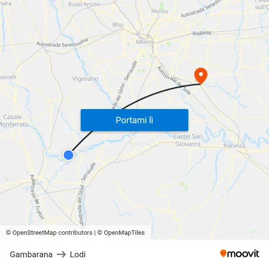 Gambarana to Lodi map
