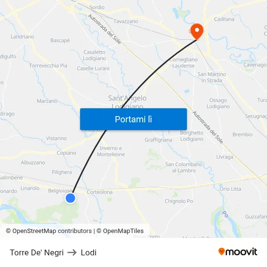 Torre De' Negri to Lodi map