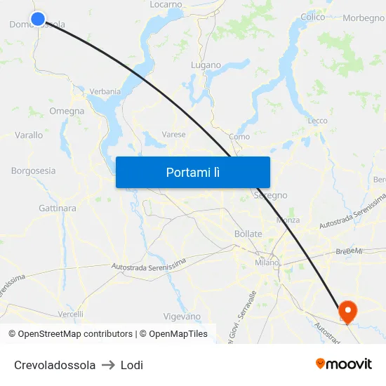 Crevoladossola to Lodi map