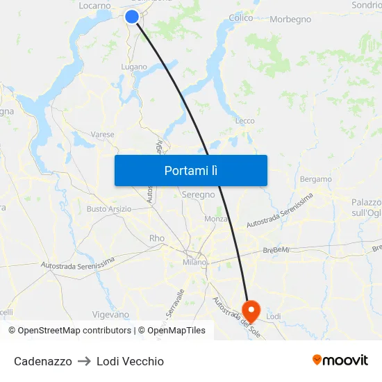 Cadenazzo to Lodi Vecchio map