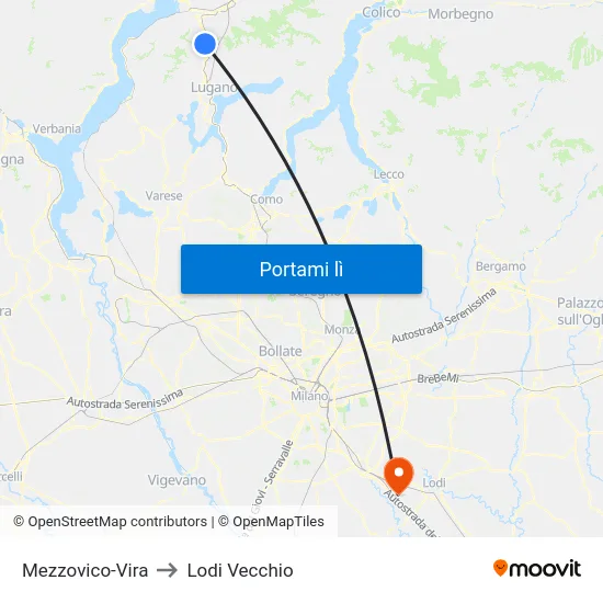 Mezzovico-Vira to Lodi Vecchio map