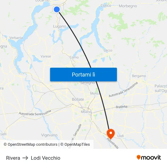 Rivera to Lodi Vecchio map