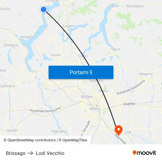 Brissago to Lodi Vecchio map