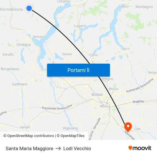 Santa Maria Maggiore to Lodi Vecchio map