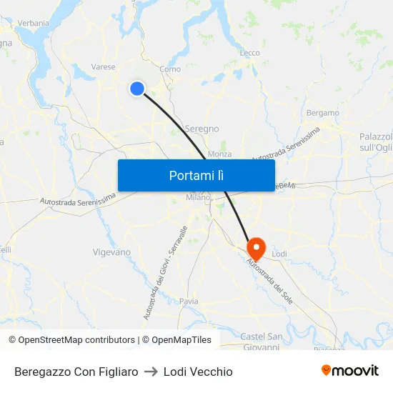 Beregazzo Con Figliaro to Lodi Vecchio map