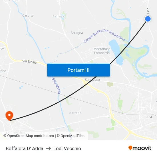 Boffalora D' Adda to Lodi Vecchio map