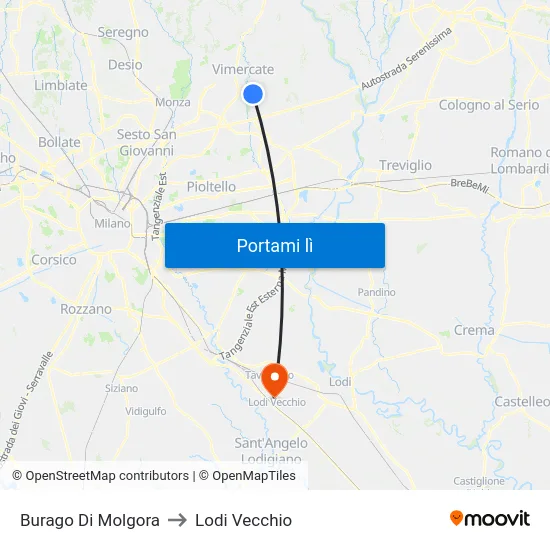 Burago Di Molgora to Lodi Vecchio map
