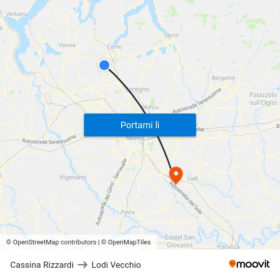 Cassina Rizzardi to Lodi Vecchio map