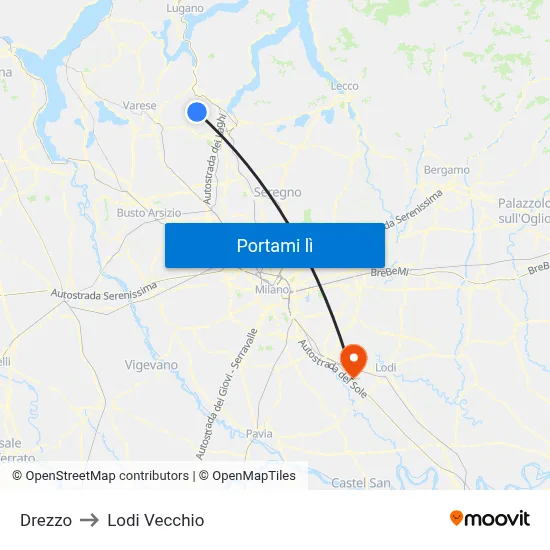 Drezzo to Lodi Vecchio map