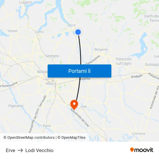 Erve to Lodi Vecchio map