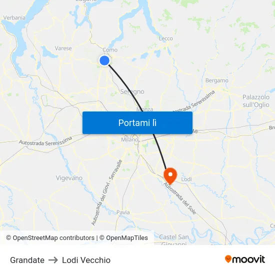 Grandate to Lodi Vecchio map