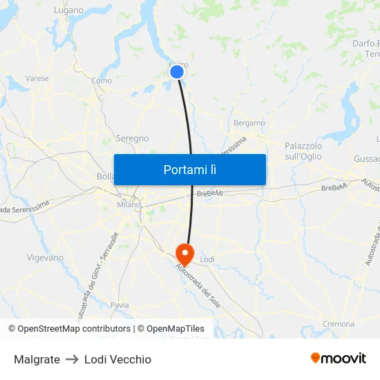Malgrate to Lodi Vecchio map