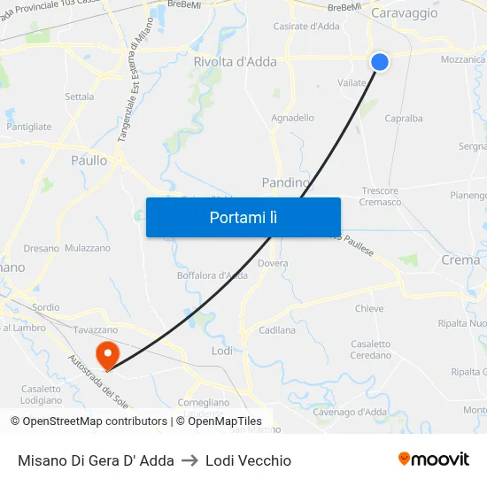 Misano Di Gera D' Adda to Lodi Vecchio map