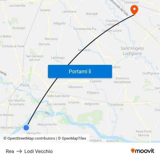 Rea to Lodi Vecchio map