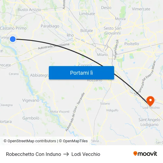 Robecchetto Con Induno to Lodi Vecchio map
