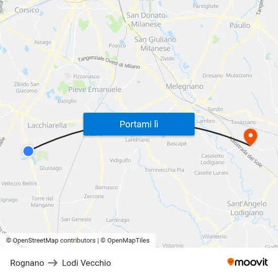 Rognano to Lodi Vecchio map
