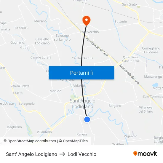 Sant' Angelo Lodigiano to Lodi Vecchio map