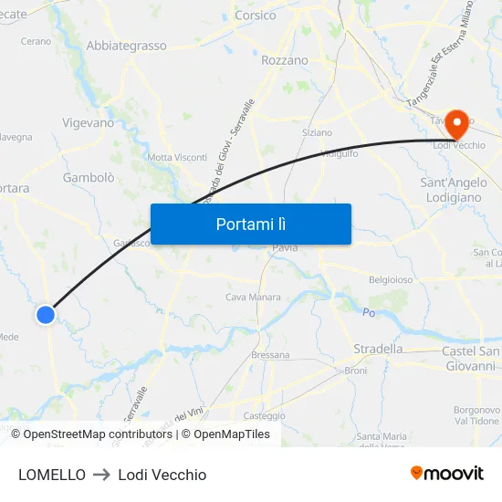 LOMELLO to Lodi Vecchio map