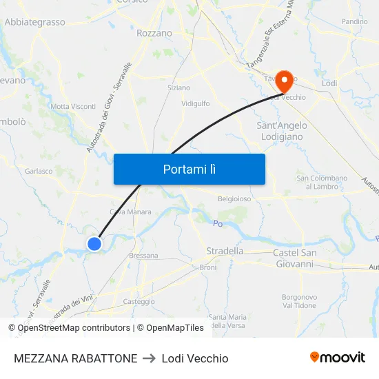 MEZZANA RABATTONE to Lodi Vecchio map