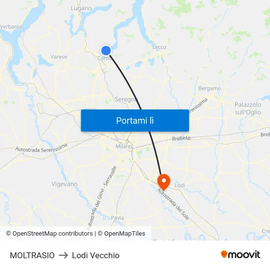 MOLTRASIO to Lodi Vecchio map