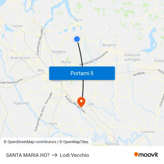 SANTA MARIA HO? to Lodi Vecchio map