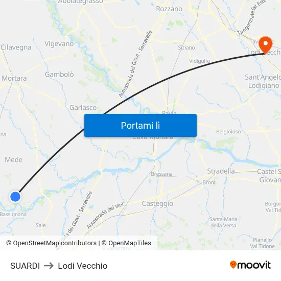 SUARDI to Lodi Vecchio map