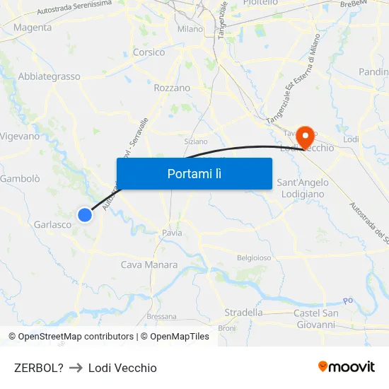 ZERBOL? to Lodi Vecchio map