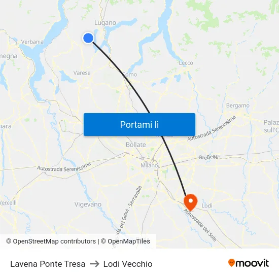 Lavena Ponte Tresa to Lodi Vecchio map