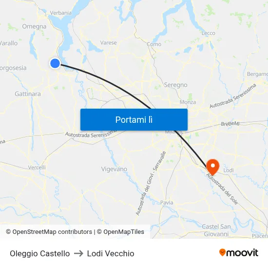 Oleggio Castello to Lodi Vecchio map