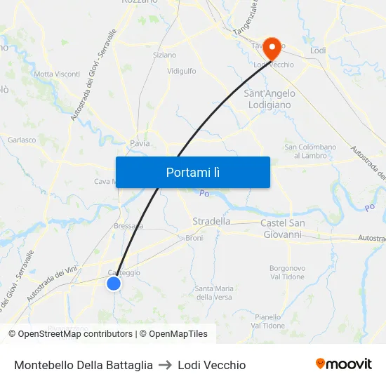 Montebello Della Battaglia to Lodi Vecchio map