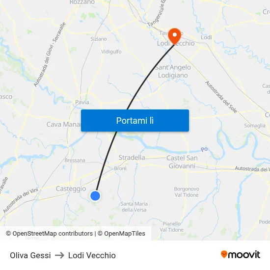 Oliva Gessi to Lodi Vecchio map