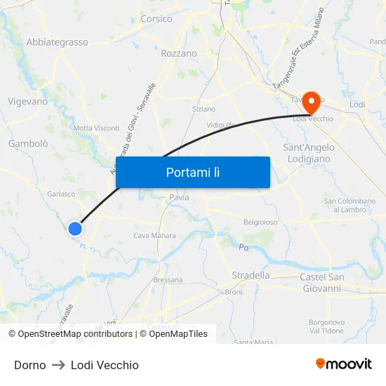 Dorno to Lodi Vecchio map