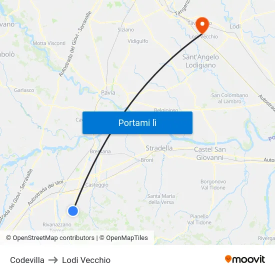 Codevilla to Lodi Vecchio map