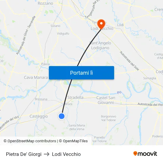 Pietra De' Giorgi to Lodi Vecchio map