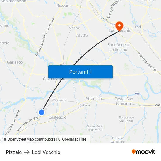 Pizzale to Lodi Vecchio map