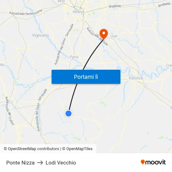 Ponte Nizza to Lodi Vecchio map