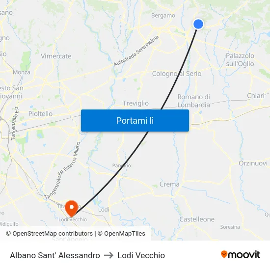Albano Sant' Alessandro to Lodi Vecchio map