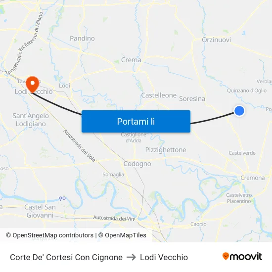 Corte De' Cortesi Con Cignone to Lodi Vecchio map
