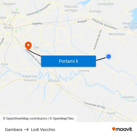 Gambara to Lodi Vecchio map