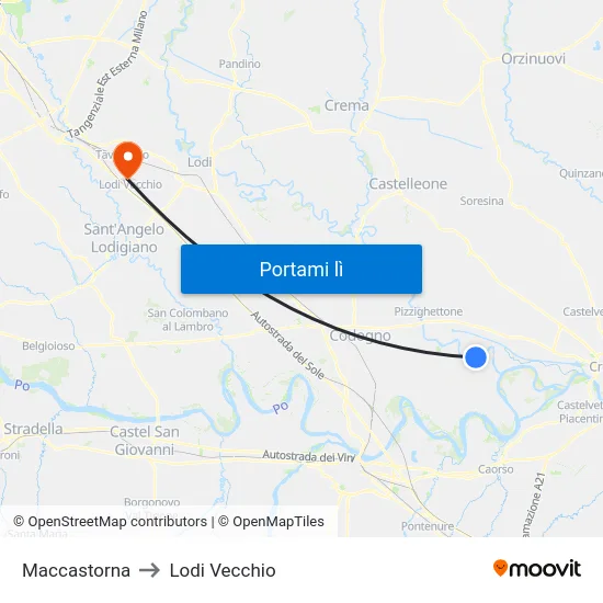 Maccastorna to Lodi Vecchio map