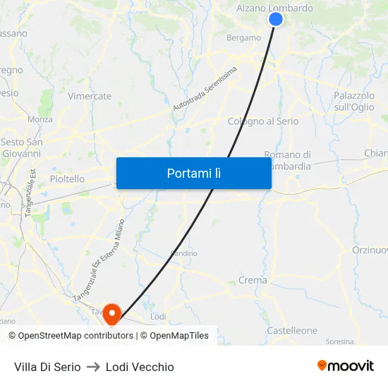 Villa Di Serio to Lodi Vecchio map